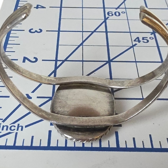 Vintage Native American Sterling Silver Cuff Bracelet with Jasper Stone 29.35 g - Picture 11 of 13